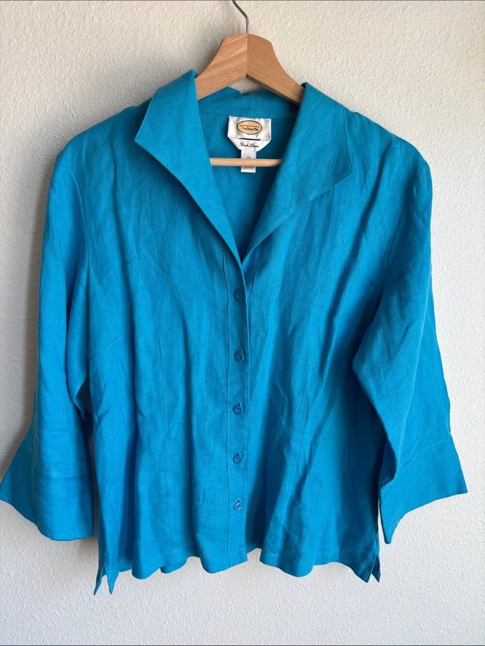 TALBOTS Irish Linen Top Vintage Tailored Feminine Lightweight Button Front  12